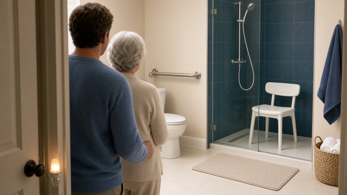 A safer bathroom for an aging parent usually comes from a few well-placed changes, not a remodel.